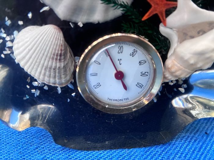 Vintage inclusion sea shell thermometer