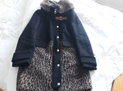 Karen Millen - Wool Cashmere Coat - Black Animal Print - UK 8 true to size - New Without Tags