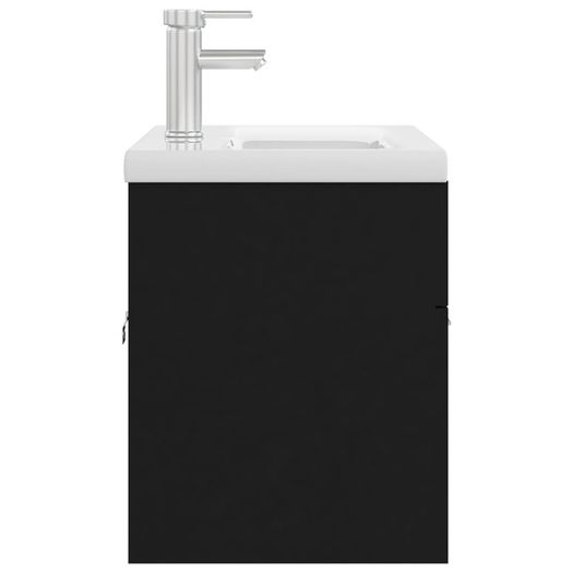 Sink Cabinet with Built-in Basin Black Chipboard