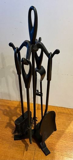 Vintage Fireplace Companion Set on Cast Iron Stand