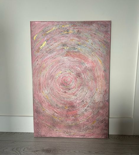 Pink and gray abstract painting