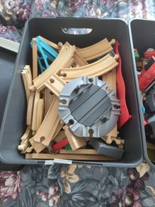 Thomas the tank engine trains and wooden tracks