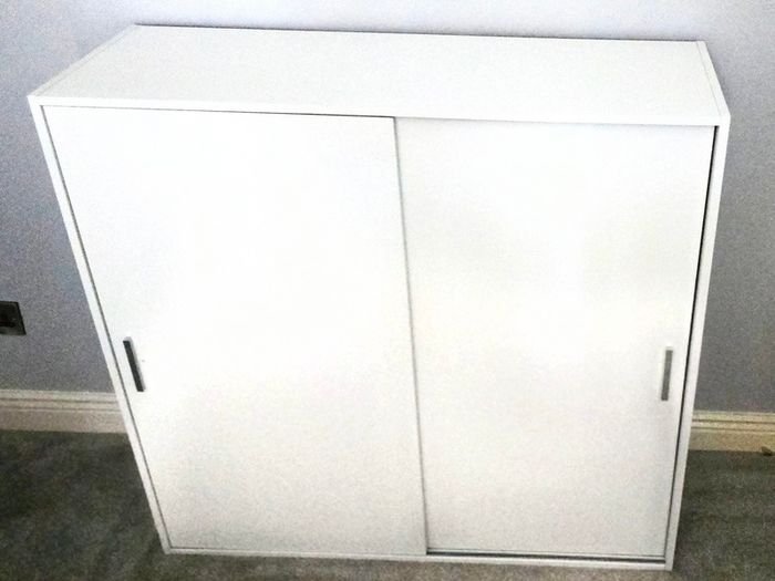 Sliding Door Office Cabinet - White