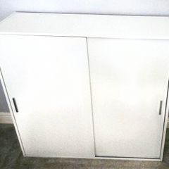Sliding Door Office Cabinet - White