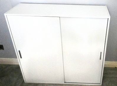 Sliding Door Office Cabinet - White