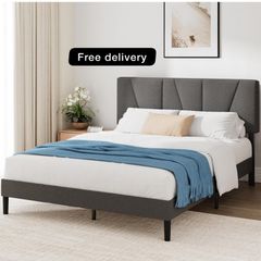 Double Bed Frame  Bed 135 x 190 cm  30cm Height  Upholstered platform bed