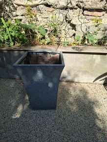 garden pot silver, rectangular