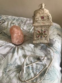 Salt and colourful lantern lamp