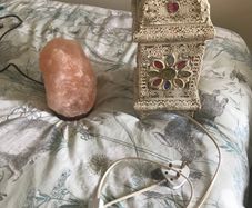 Salt and colourful lantern lamp