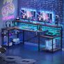 181CM L Shaped Corner Desk with Power Outlets LED Lights Gaming Desk Image 7