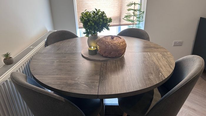 Modern Round Dining Table- Wood effect