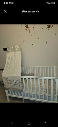 Baby baldachin, bedding set and hanging organizer