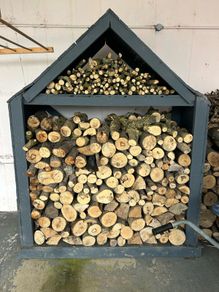 Handmade, sturdy wooden Log storage storage unit for garden or garage