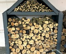 Handmade, sturdy wooden Log storage storage unit for garden or garage