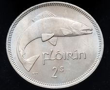 #731 - Ireland - 1959 - Florin - Toned - AU - KM.15a