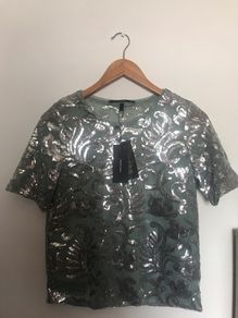 Vero Moda Occasion Silver Sequin Top size 10 New with tags