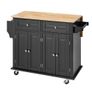 Kitchen Island Cart, 43" Wood Top Mobile Carts with Storage Cabinet, Rolling Table with Drop Leaf, Spice Rack, Towel Bar, Adjustable Shelf, Drawer, and Hooks, Portable Islands on Wheels, Black Image 10