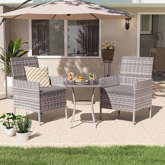 Garden Furniture Set 3-Piece Lounge Balcony Furniture Set with Weatherproof