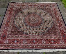 Beautiful Persian Moud Wool and Silk Square Rug and Runner