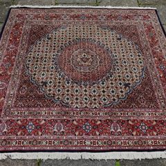 Beautiful Persian Moud Wool and Silk Square Rug and Runner