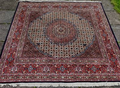 Beautiful Persian Moud Wool and Silk Square Rug and Runner