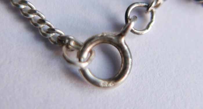 Vintage Sterling Silver  Rhinestone Curved Cross Necklace length 18" - 4,5g