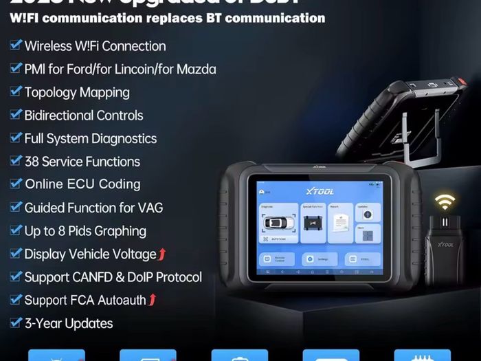 XTOOL D8W Car Diagnostics Tool Automotive Scanner ECU Coding Bi-directional 38 special Function CANFD DOIP FCA Topology