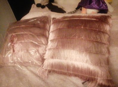 New pink fringe cushions
