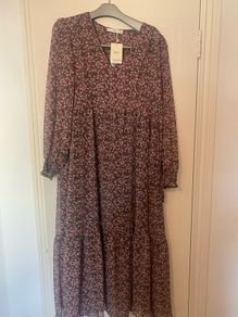 Mango Long Dress pink flowers