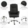 Office Chair with Rocking Function, Headrest, Ergonomic Desk Chair Swivel, Height-Adjustable Linen Touch Black Image 3