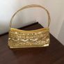 Ladies Gold Sequin Beaded Evening Wedding Bag Image 5