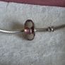 Pandora violet/purple murano glass charm with grey/Wlwhite hearts very good condition Image 4
