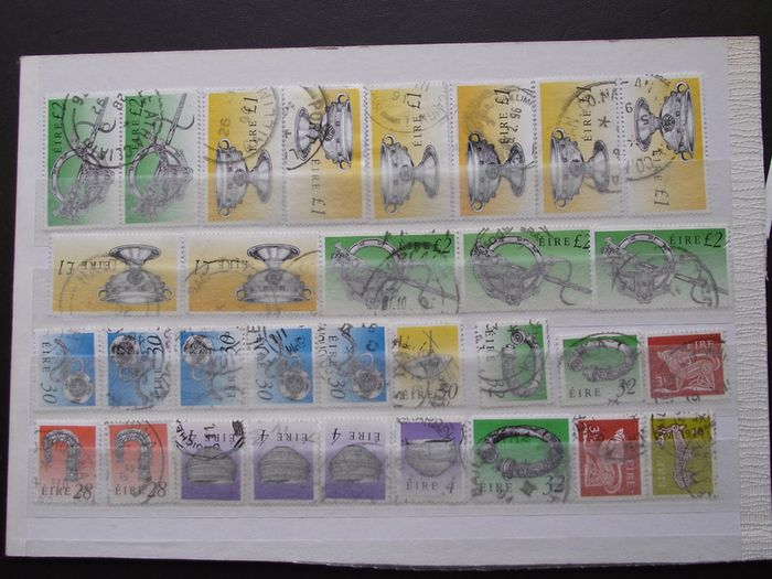 A small collection of postal cancellations on Irish stamps