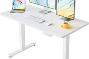 120 cm Electric Standing Desk Adjustable Height 4 Memory Settings Sit Stand Up for Home Office Computer Workstation White