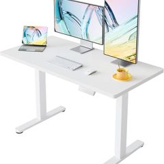 120 cm Electric Standing Desk Adjustable Height 4 Memory Settings Sit Stand Up for Home Office Computer Workstation White