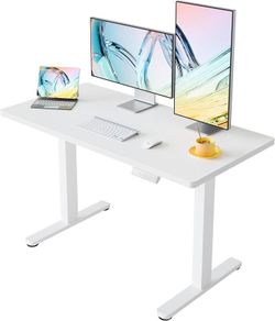 120 cm Electric Standing Desk Adjustable Height 4 Memory Settings Sit Stand Up for Home Office Computer Workstation White