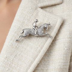 18ct Gold Diamond Horse and Jockey Brooch