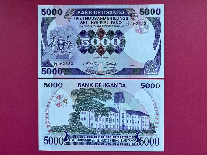 Uganda  5000 Shillings  1986  Pick  24b.   ( Uncirculated )