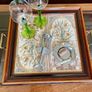 Victorian Style Tile and Wood Tray with Floral Design Afternoon Tea Wine Bar Image 3