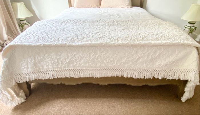Soft white cotton double bedspread