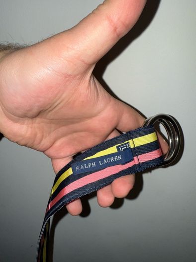 Lauren Ralph  Navy Blue, Pink, Yellow Striped Belt. 98 cm new