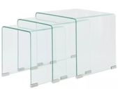 Three Piece Nesting Table Set Tempered Glass Clear