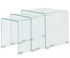 Three Piece Nesting Table Set Tempered Glass Clear