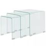 Three Piece Nesting Table Set Tempered Glass Clear Image 5