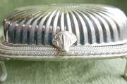 Vintage Roll Top Silver Plated Butter Dish With Glass Insert Vintage