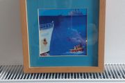 Lovely Framed Print of a Brightly Coloured Artworks of a Nautical Scene in a Naive And Fun Style Perfect for a Baby Nursery or Kids Bedroom