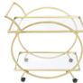 BRAND NEW Drinks Trolley, Stylish Metal Serving Cart with 2 Glass Shelves on Wheels, for Cocktails, Spirits, Wine & Beverages Image 4