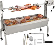 Rotisserie Grill, 132lbs Stainless Steel BBQ Pig Lamb Spit Grill Roaster, Roasting Box with 40W Motor & Adjustable Height