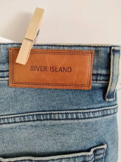 River Island distressed denim cotton jeans 34 inch waist elasticated and 29 inch leg see last two photos for exact measurements FREE STANDARD POSTAGE INCLUDED