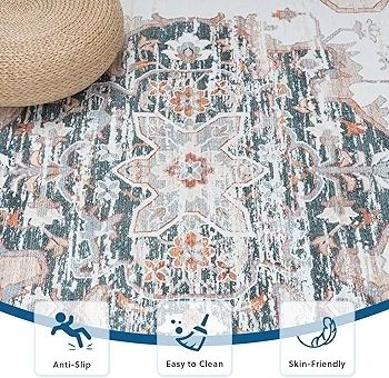 Traditional Area Rugs for Living Room - Extra Large Vintage Washable Soft Short Pile Rugs for Bedroom Classic Carpet for Kitchen Office Dining Room Non Slip Non Shedding, 200x300CM, Green